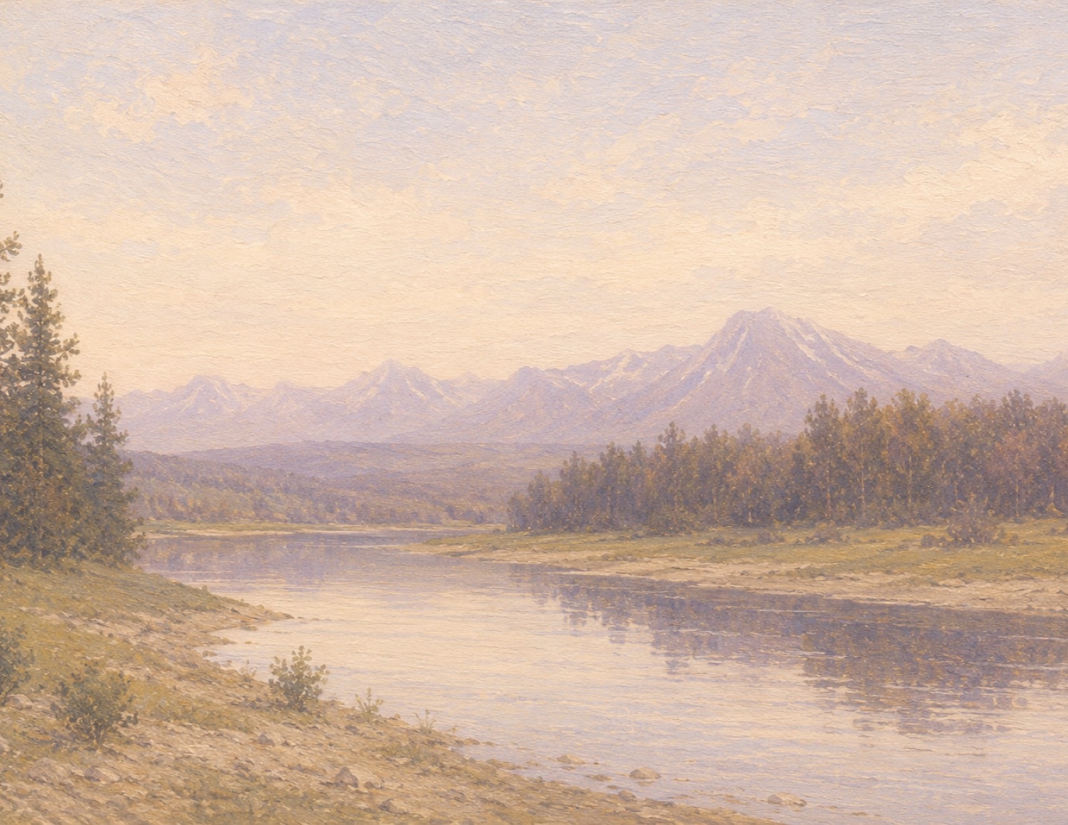 Landscape painting of a river valley